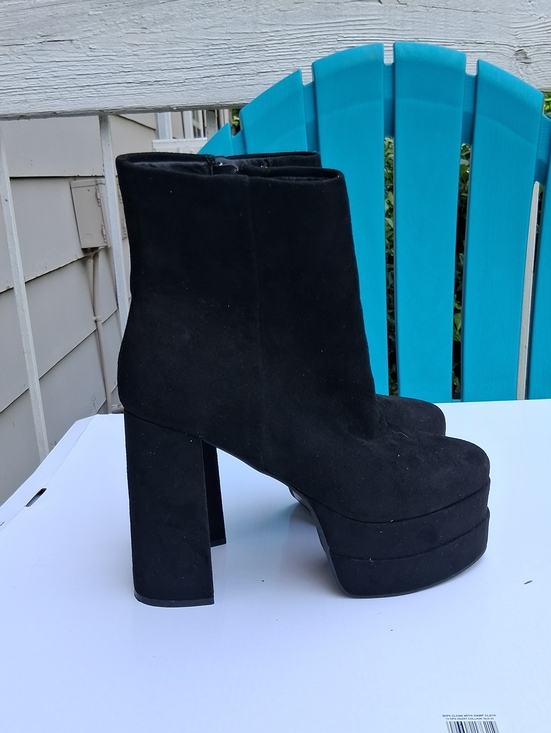 Shoes - Black Platform Block Heel Ankle Boots - Women's
